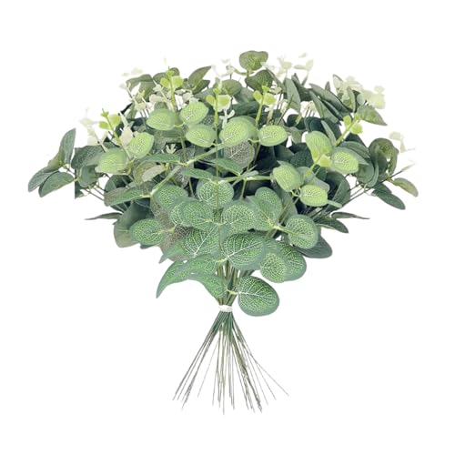 EHDWXVZM 20 Piezas de Ramas de Eucalipto, Decoración de Eucalipto Artificial, Arreglo Floral de Ramas, Eucalipto Simulado, Set de Accesorios, Adecuado para Bodas, Jardines y Hogares