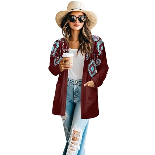 Image of Womens Open Front Cardigan Casual Long Cardigans Long Sleeve Lightweight Jacket Tops Fall Outfit with Pockets