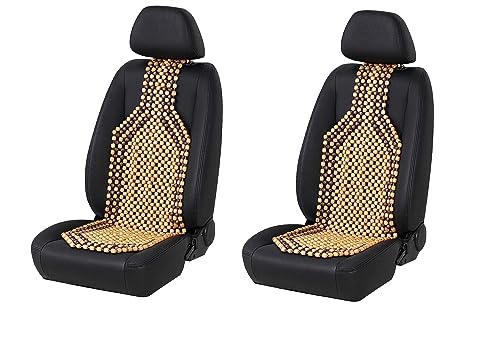 Générique 2 pcs Couvre-siège Auto en Billes de Bois Housses de Siège Confort Massage Coussin Boules Beige Coussin d'assise à Perles en Bois Nature pour...