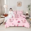 Erosebridal Pink Axolotl Bedding Set Twin Size,Cute Axolotl Strawberry Printed Comforter Set Kawaii Aesthetic Ocean Animal Comforter for Kids Girls Beach Coastal Romance Quilt with 1 Pillowcase #2