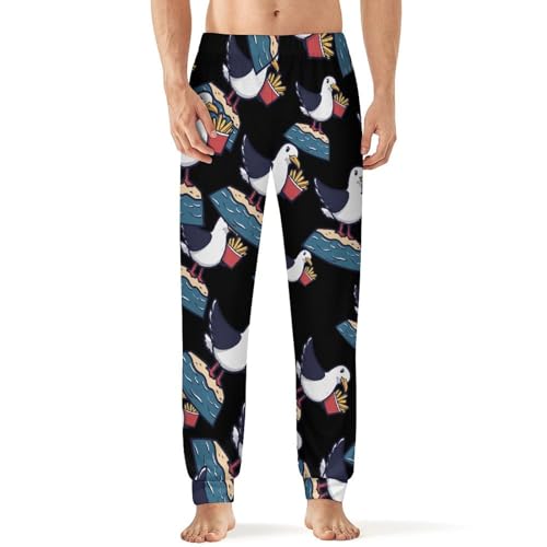 Seagull French Fries Mens Pajama Pants Soft Lounge Pjs Bottoms Lightweight Sleepwear Pants