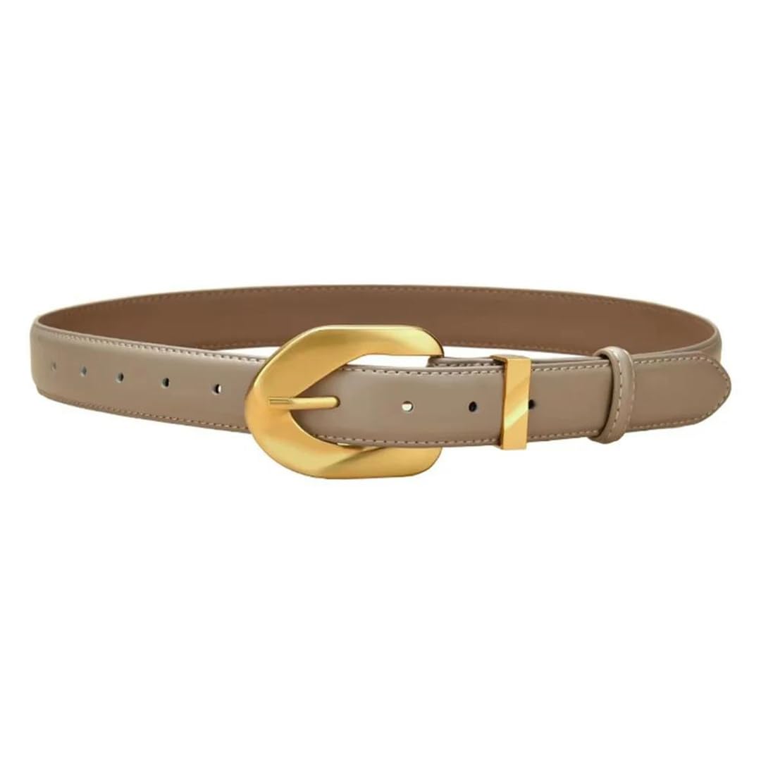 Cinturones de piel auténtica con hebilla dorada para mujer, cinturón elástico vintage para vestidos de mujer
