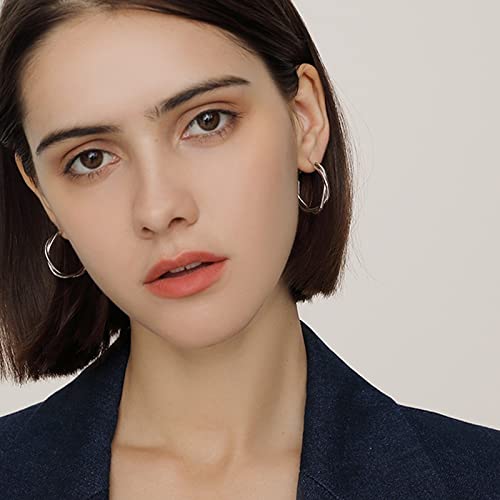 Hoop Earrings for Women, 14K Gold Sterling Silver Chunky Twisted Hoops Earring Hypoallergenic Ear Jewelry4