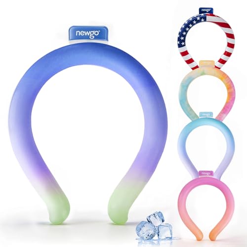 Image of NEWGO Neck Cooling Tube, Neck Cooler for Summer, Blue Yellow Mix, 1 Pack | Hands-free Wearable Cooling, Reusable Ice Ring for Gardening, Menopause Hot Flashes, and Outdoor Sports