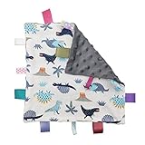 Inchant Baby Boy Tag Security Blanket Grey Small Blanket with Colorful Tags Surprise for Newborns Toddlers