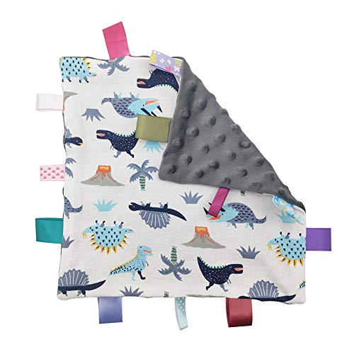 Image of Inchant Baby Boy Tag Security Blanket Grey Small Blanket with Colorful Tags Surprise for Newborns Toddlers