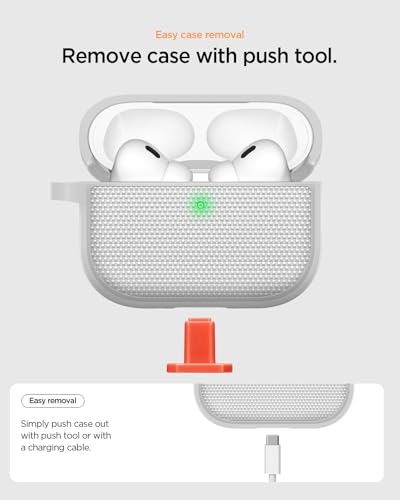 Image of Spigen for AirPods Pro 3 Case, Classic Fit Compatible with AirPods Pro 3rd Generation Case (2025), Premium Fabric Cover with Carabiner - Heather Gray