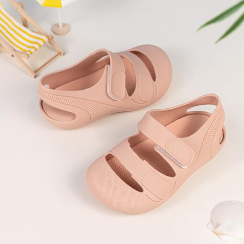 Image of HsdsBebe Little Kids Beach Sandals Toddler Boys Girls Jelly Sandals Closed-Toe With Anti-Slip Rubber Sole Children Summer Outdoor Water Shoes