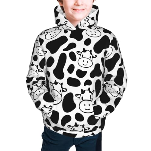 Cow Print Kids Pullover Hoodies Boys Sweatshirts Girls Athletic Clothes with Pocket2