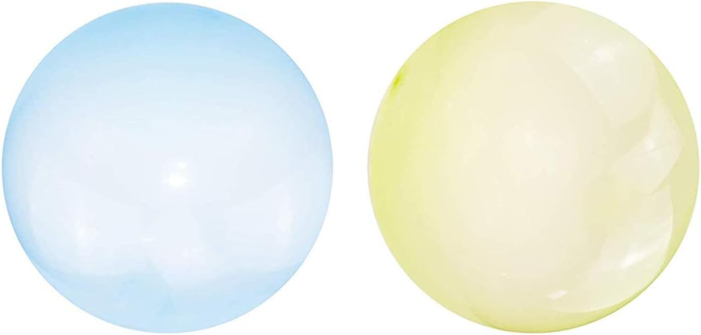 (Blue/Yellow) - 2 Pcs Bubble Ball Water Toy For Kids Inflatable Balloon Beach Garden Outdoor Indoor Play, Soft Rubber