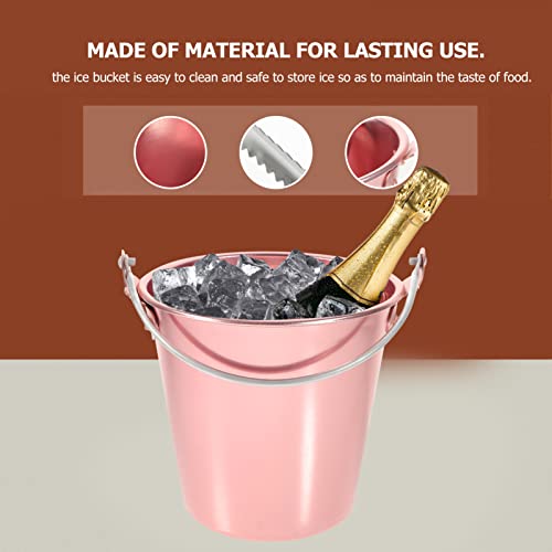 Ice Bucket, Mini Tin Pail 1. 25 Liter Aluminum Alloy Bar Champagne Bucket Wine Bucket With Ice Mini Ice Bucket Tongs Galvanized Bucket (Copper) #TOP4