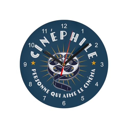 Fabulous Horloge Murale en Verre - Cinéphile Film Cinema Hollywood Série TV - Diamètre 20 cm - Bleu