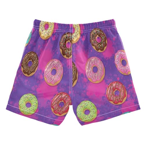 Boys Swimming Shorts, Anti Chafe Swim Trunks for Boys 2 T, Colorful Cartoon Donuts2
