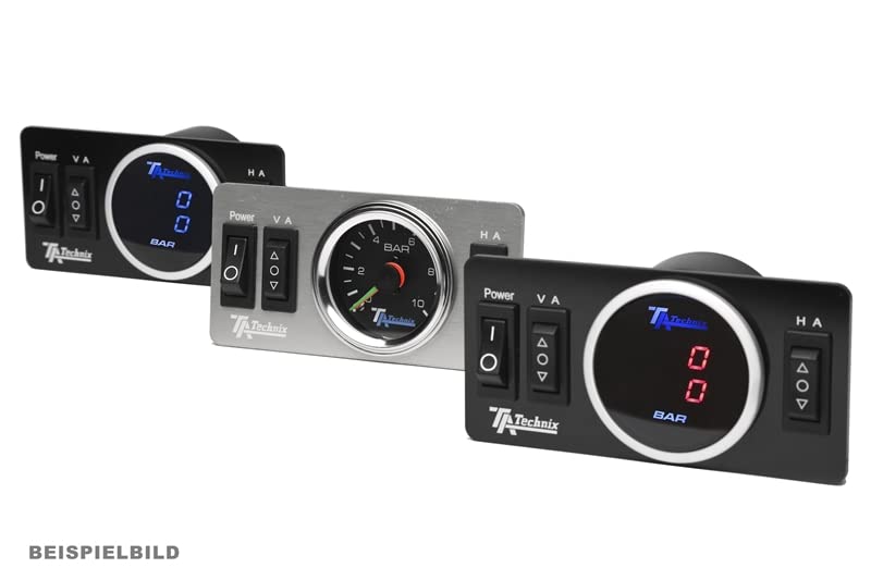 TA Technix LF9001/LF9002 - Display a doppia pressione con anello cromato, 2 lancette, quadrante nero con psi e bar, diametro 52,4 mm, scala 0 - 11 bar, luce bianca