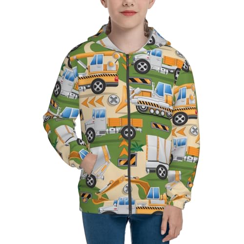 Construction Machinery1 Kid Hoodies Boys Zip Up Sweatshirts Girls Pullover with Pocket3