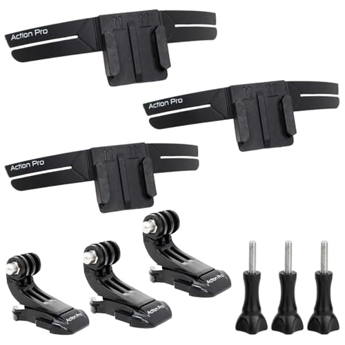 Image of Action Pro 3M Helmet Chin Mount Strap Compatible with GoPro Hero 13 /12 /11 /10 /9 /8 /7 /6 /5 /4, Insta360, DJI Osmo, SJCAM & Smartphones (Pack of 3)