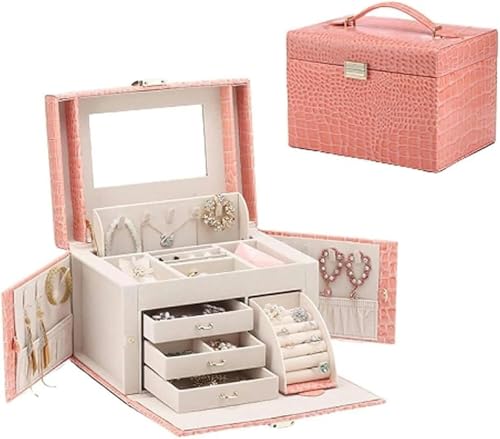 KEuLen Joyero de Madera, Caja Joyero, Joyero Madera, Caja de Almacenamiento de Gran Capacidad con Placa de Madera y Tela flocada de Doble Capa for Guardar Joyas