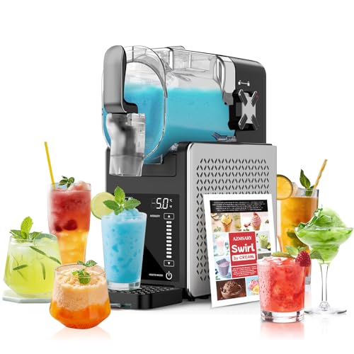 Machine à Glaçons – 2,5 L Slushie Machine, pas besoin de glace, avec écran LED, 6 programmes prédéfinis pour margaritas, frappés, milkshakes, fonctionnement à...