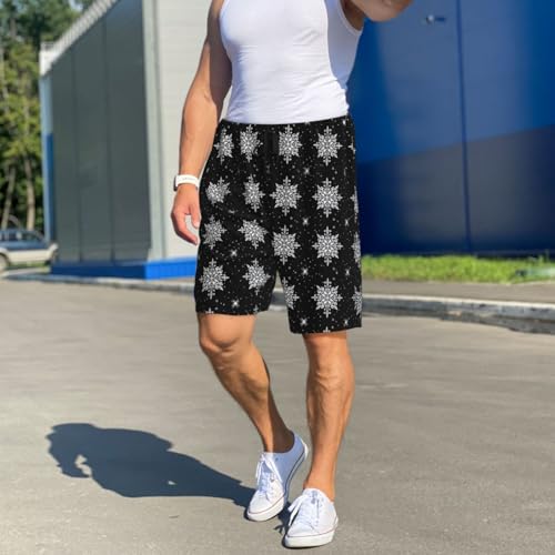 VOSERY Mens Pajama Pants - Comfy Black Snowflakes Print Pajama Shorts for Men Shorts Casual, Pj Bottoms Lounge3