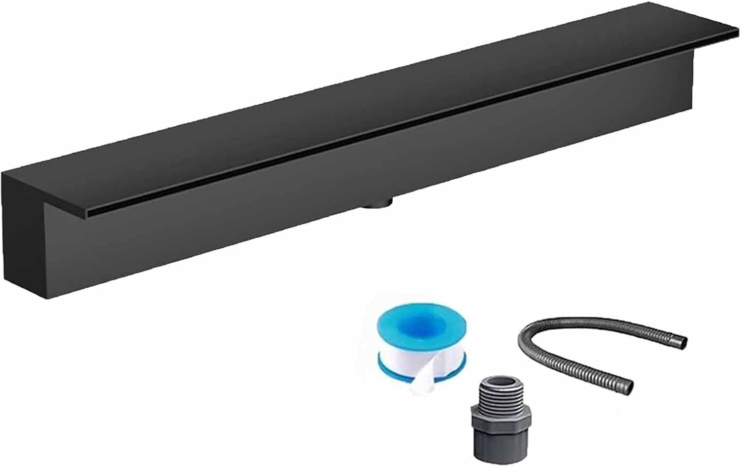 Stainless Steel 304 Outdoor Garden Waterfall & Pool Fountain, Easy Install Cascade Blade with Smooth Water Flow, 50cm (19.7in) Black for In-Ground Pools