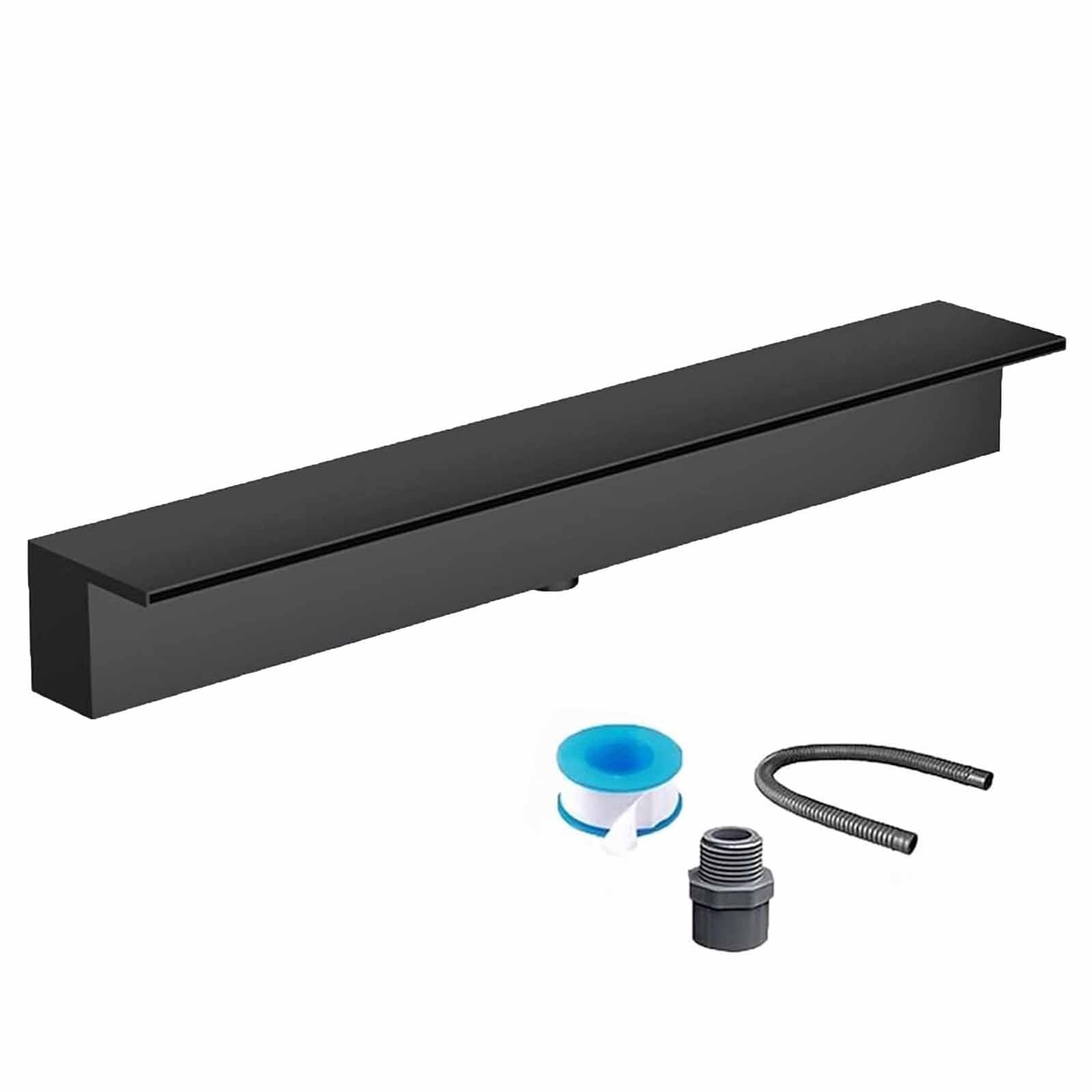 Zestaw wodospadowy ze stali nierdzewnej 304 do fontanny stawowej – funkcja wody na patio na zewnątrz 150 cm (59 cali) czarna dekoracja basenu i design Ele