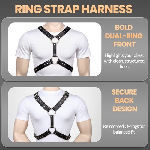 Men's PU Leather Chest Harness Belt, Adjustable Body Harness Belt for Men, Male Punk Chest Shoulder Harness for Party and Cosplay X0243