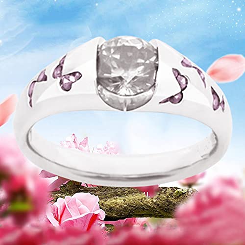 Exquisite Jewelry Ring Love Rings Fashion Women Butterfly Cubic Zirconia Inlaid Finger Ring Wedding Party Jewelry Wedding Band Best Gifts for Love with Valentine's Day (Pink, US 7)2
