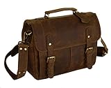 Vintage Rustic Look Leather Camera Messenger Bag by Basic Gear for DSLR/Mirrorless Sony, Canon, Nikon, Olympus, Pentax, Fuji - Fits Lenses and Accessories