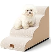 Dog Stairs for Medium Bed 20" H, Small Dogs Ramp with Leakproof Cover, Foam Pet Steps for Cat, Co...