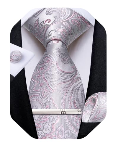 Image of DiBanGu Silk Floral Ties for Men Woven Paisley Necktie