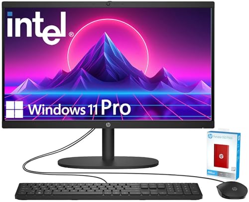 Image of HP 2025 22 inch FHD All-in-One Desktop Computer • The New Version for Everyday Use • 13th Gen Intel Quad-Core CPU • 32GB DDR5 • 640GB Storage • HDMI • Type-C • Wi-Fi • HD Webcam • Win11 Pro • Black