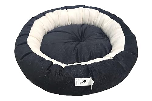 Image of Small Size Dog Bed for Small Size Dogs, Puppies, Kitten and cat Bed Velvet Fabric Dual Color Black-Cream Anti Skid Bottom Washable Export Quality Pet Bed