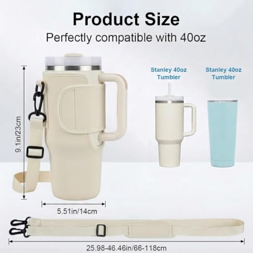 Image of ZIBUYU BrandName 40 Oz Water Bottle Carrier Pouch for 40 oz tumblers with flip top Access, Adjustable Strap, Waterproof Protective Design, Hands Free Carrying Support for Travel, Hiking, Commuting