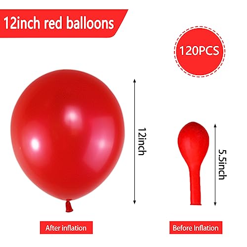 Image of 120 Pack Pearl Red Balloons, Bright 12 inch Royal Red Latex Party Balloons for Birthday Wedding Baby Shower Halloween.
