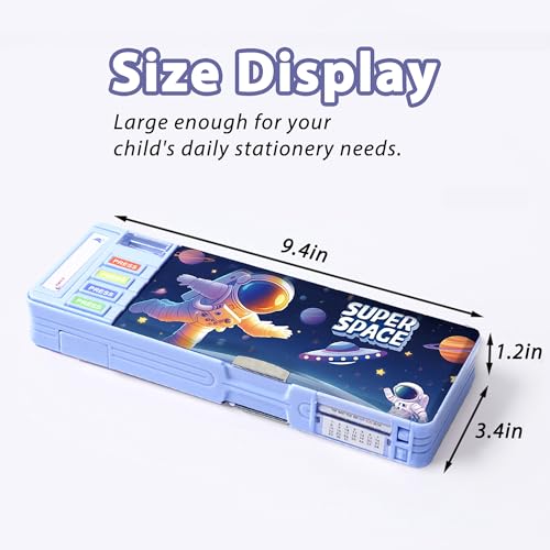Image of Pop Up Multifunction Pencil Case with Pencil and Eraser, Cute Cartoon Pen Box Organizer Stationery, Sharpener, Schedule, Best Birthday Gifts for Kids Teens(Light blue)