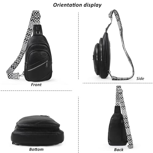 Image of TANTOMI Sling Bag Crossbody Bags for Women Leather Cross Body Bag Trendy Fanny Pack Chest Travel Purse with Adjustable Strap