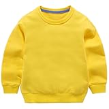 AIWUHE Unisex Kids Solid Cotton Thin Pullover Sweatshirt T-Shirt Toddler Crewneck Long Sleeve Tshirts Tops Blouse 5T Yellow 120