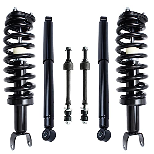 Image of Detroit Axle - 4WD 5-Lug Struts Shocks Kit for 2006 2007 2008 Dodge Ram 1500 2 Front Struts & Coil Spring Assembly 2 Rear Shock Absorbers Assembly 2 Front Sway Bar Links Replacement Suspension