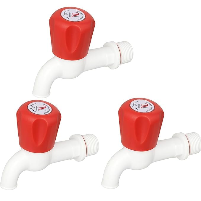 PVC Red Classic Bib Cock Tap | Plastic Water Tap for Bathroom, Kitchen & Garden | Leak-Proof Wall Mounted Bib Cock (3)-picture-10
