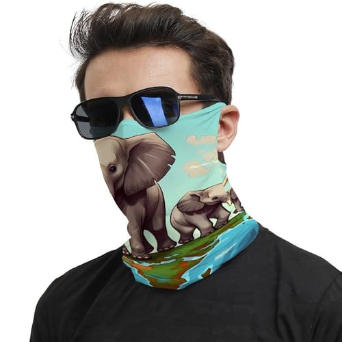 Neck Gaiter Elephants Face Mask for Travel Face Cover Scarf for Men Women Elastic Headbands Wind-proof Bandana for Skiing Fishing Hiking Cycling2