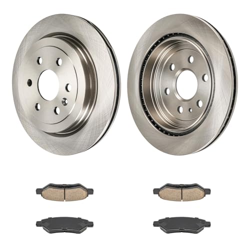 Image of KAX Rear Brake Kit, OE Brake Rotors and Ceramic Brake Pads | Fits Cadillac SRX 2010-2016, Saab 9-4X 2011, Automotive Replacement Brake Kit