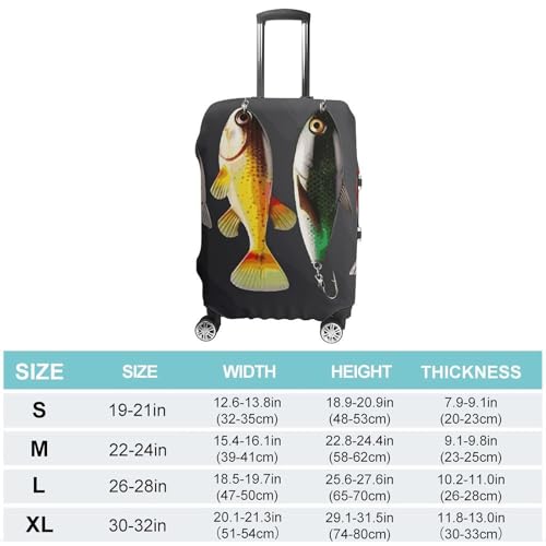 Various Type of Fishing Baits Elastic Luggage Cover Suitcase Protector for 19-32 Inch Suitcases | Universal Stretchable Travel Bag Cover | Anti-Scratch, Washable with Zipper Closure XL2