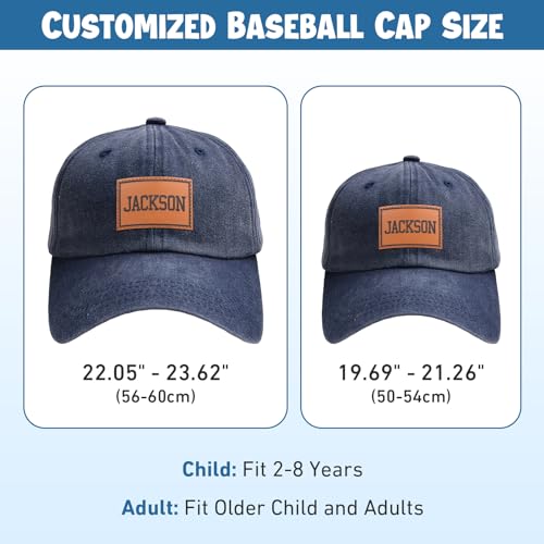Custom Name Toddler Baseball Cap, Personalized Boys Girls Cotton Hat, Leather Patch Trucker Hat for Kids Adults2