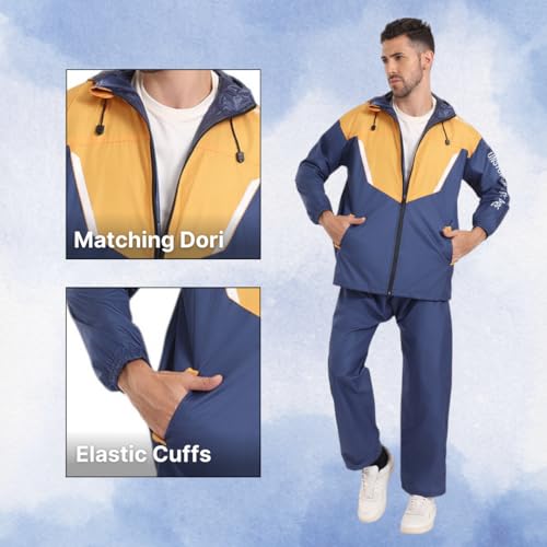 Image of Citizen Hooded Raincoat for Men Women Waterproof for Bike Riders HT Micro TPU Fabric Lightweight Stylish Sealed Hood, Large Pockets, Heavy-Duty Zippers Rainwear with Carry Pouch-CR019