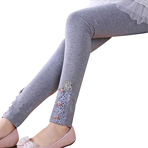 Myonly - Mallas elásticas para niñas de 3 a 12 años, gris, 6-7 años