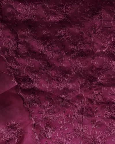 Image of StyleScope Women's Organza Embroidered Unstitched Salwar Suit Dress Material With Embroidery Work Dupatta (DM Plannttt Free Size)