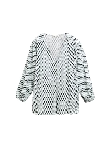 TOM TAILOR 1046190 Blusas, 38005-Azulejo Blanco Verde mínimo, 42 Mujeres