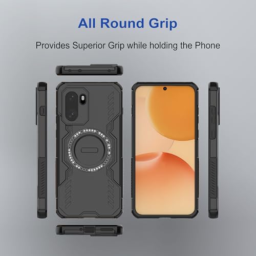 Image of amazon basics Back Case Cover for OnePlus 15R 5G | Magnetic Case with Built-in Metal Ring | Supports MagSafe Charger, Wallet & Car Mount | Shockproof Hybrid PC + TPU | Black