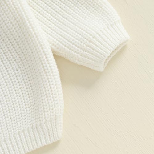 L&ieserram Baby Jungen Mädchen 1. Geburtstag Outfit Gestrickt Pullover Jumper Langarm Strickpullover Pulli Erster Geburtstag Kleidung Knitted Sweater 1 Jahr Deko (Weiß, 12-18 Monate)