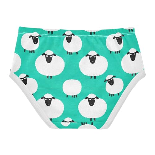Joisal Cute White Sheep Teal Green Girls Underwear Toddlers 2t Cotton Girl Panties Cute Fun Print Briefs Underpants2